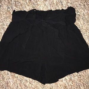 black flowy shorts with tie